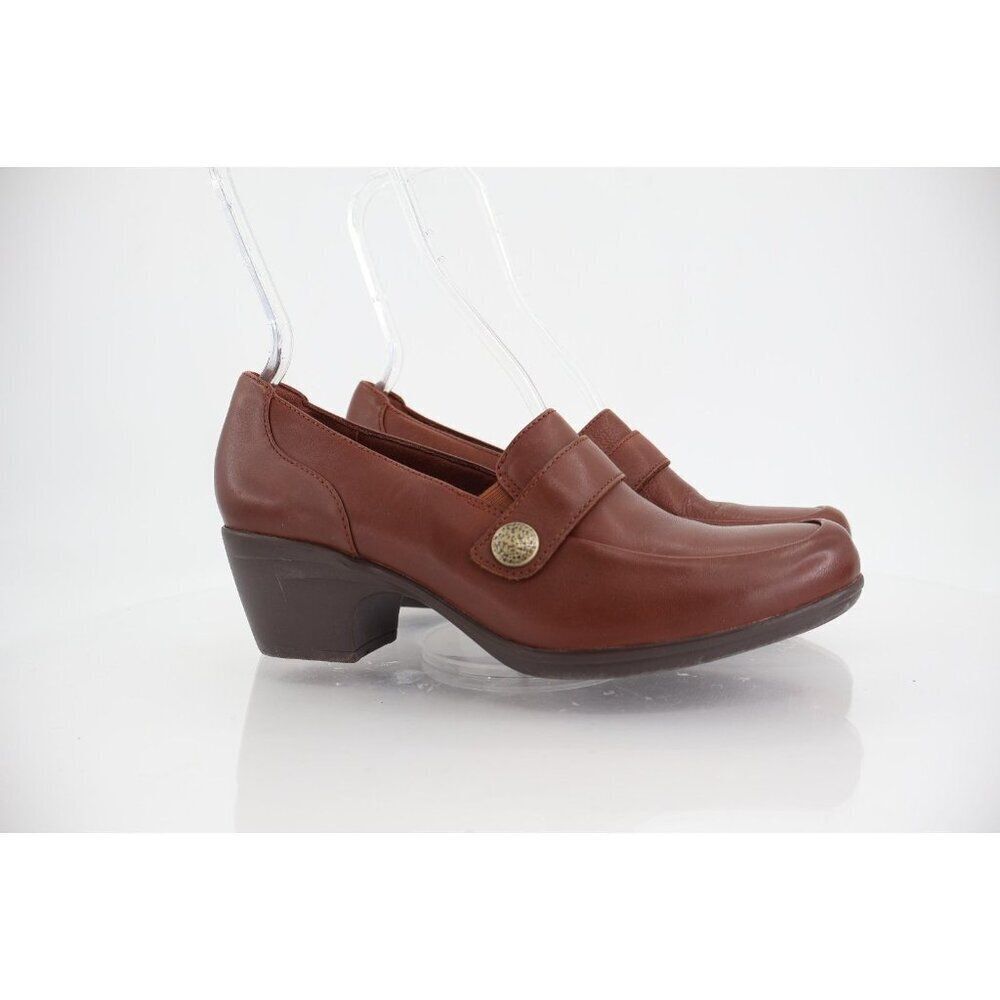 Clarks Women's Emily Andria Pump Size 10 Brown Leather Clock Heel Bootie